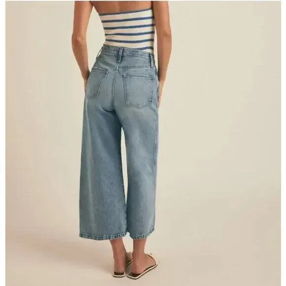Favorite Daughter jeans: The Masha Super High Rise Wide Leg Crop in Dublin 27 - Picture 2 of 16